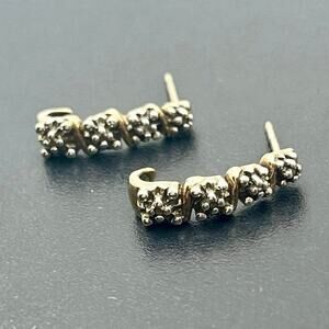 Ross Simon Sterling Silver Two Tone Illusion‎ Diamond Half J Hoop Earrings